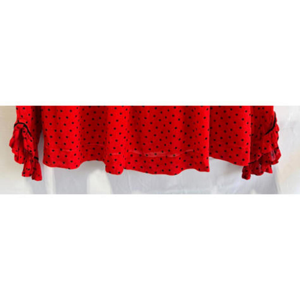 GANNI Red Satin Black Trim Top – Size 38 (Sheer/Thin Patch in Fabric) - Picture 8 of 9